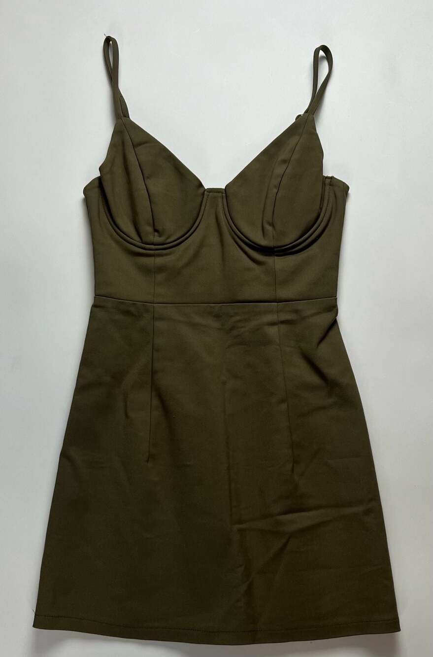 Polly Olive Green Corset-Style Mini Dress